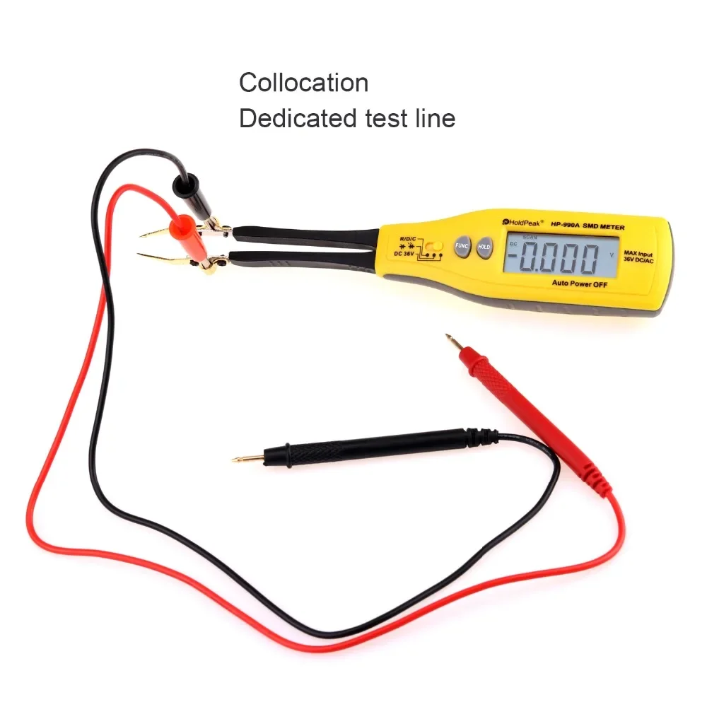 Stable HoldPeak HP-990A Resistance Capacitance SMD Tester Meter Multimeter Professional Component Tester DC Voltage Meter 11
