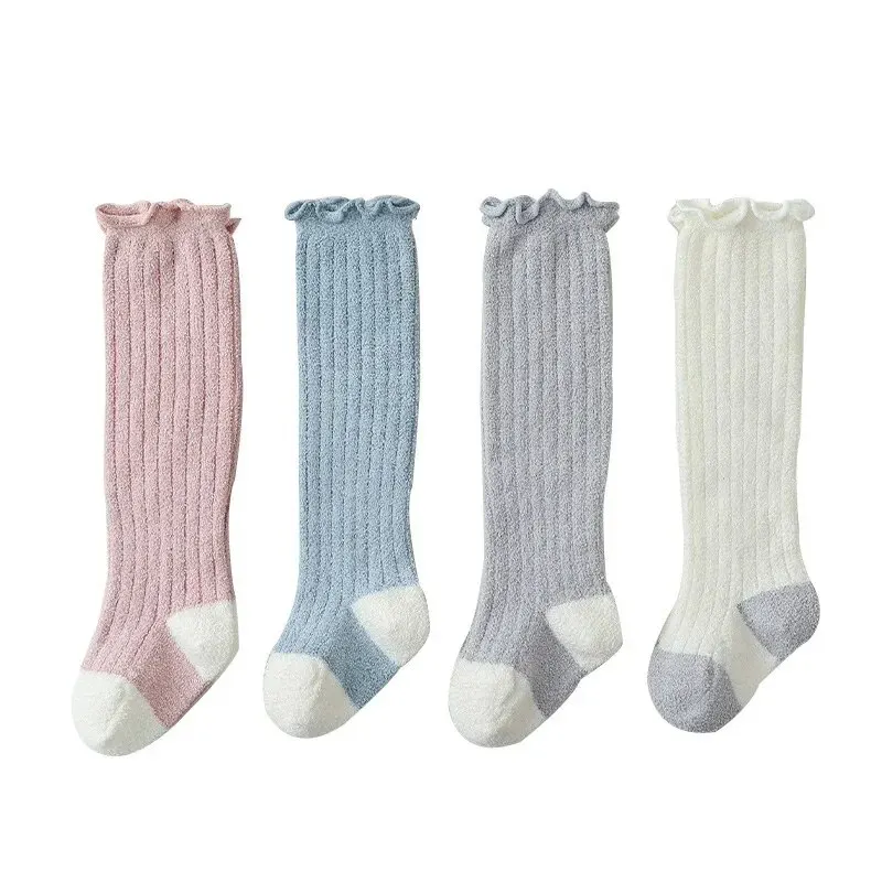 0-3 Years Old New Autumn and Winter Cashmere Warm Thick Baby Stockings Korean Version Simple Children\'s Over The Knee Socks