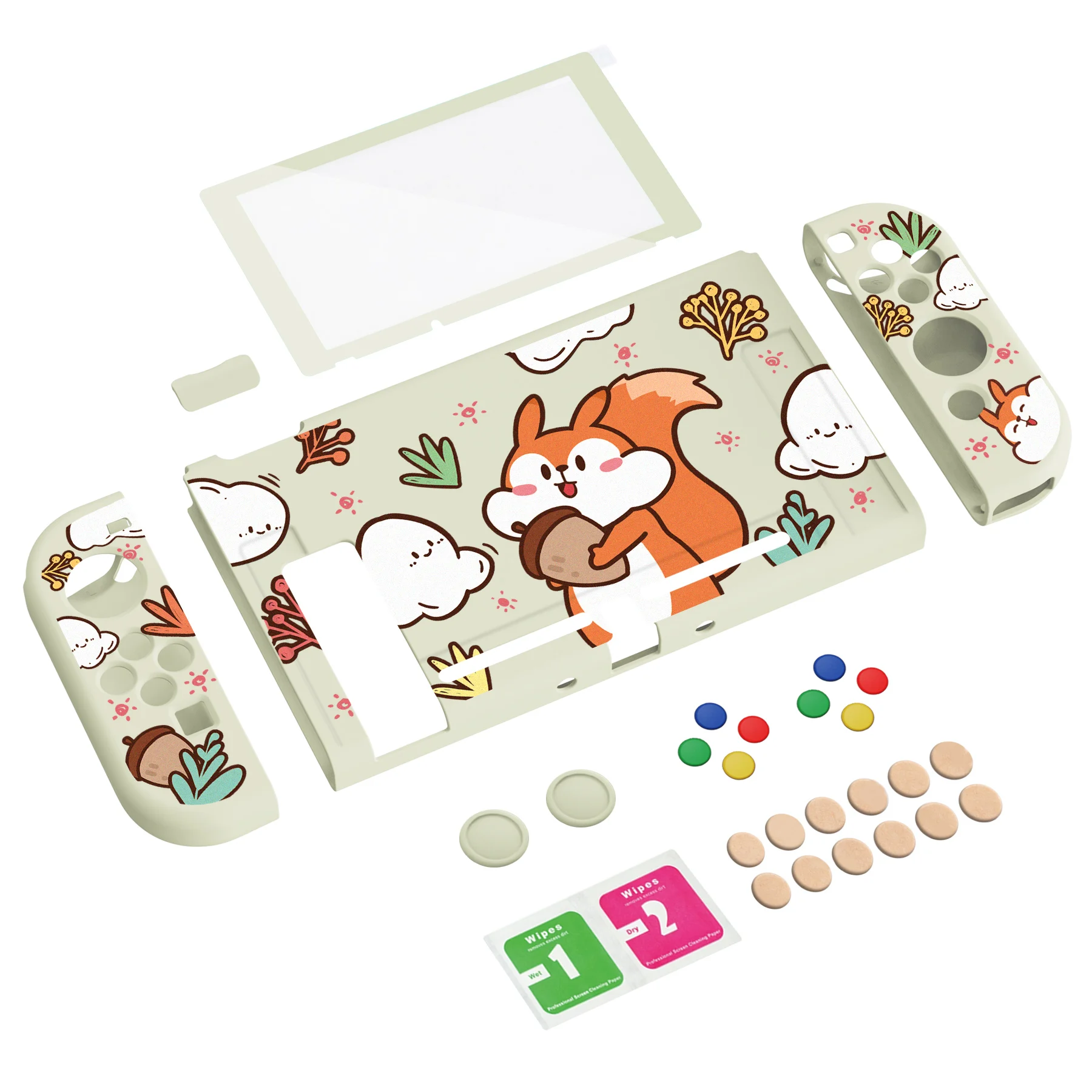 PlayVital ZealProtect miękkie etui ochronne do przełącznika z kierunkowymi przyciskami i ochronne szkło hartowane na ekran i nakładki na przyciski