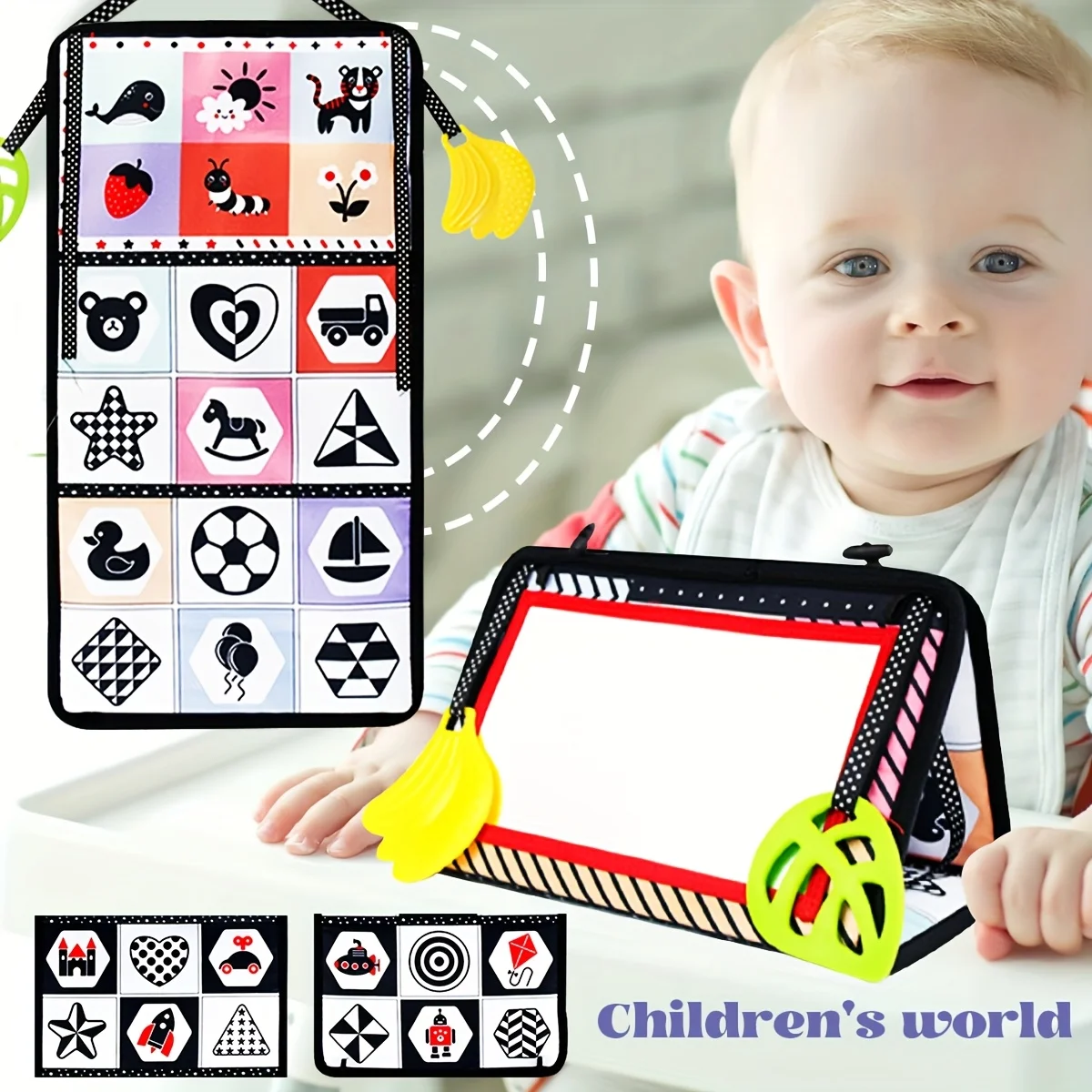 Spiegelboek voor kinderen, opvouwbaar speelgoed voor zintuiglijke ontwikkeling op de vloer, bevordert de hersenenontwikkeling, perfect vakantiecadeau, willekeurige kleur