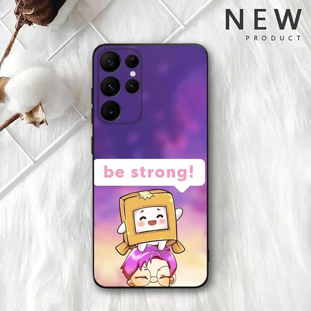 حافظة هاتف L-Lankybox لطيفة لهاتف سامسونج S 25,24,23,22,30,21,10,9,Ultra,Plus,Lite,FE,4,5G حافظة ناعمة سوداء