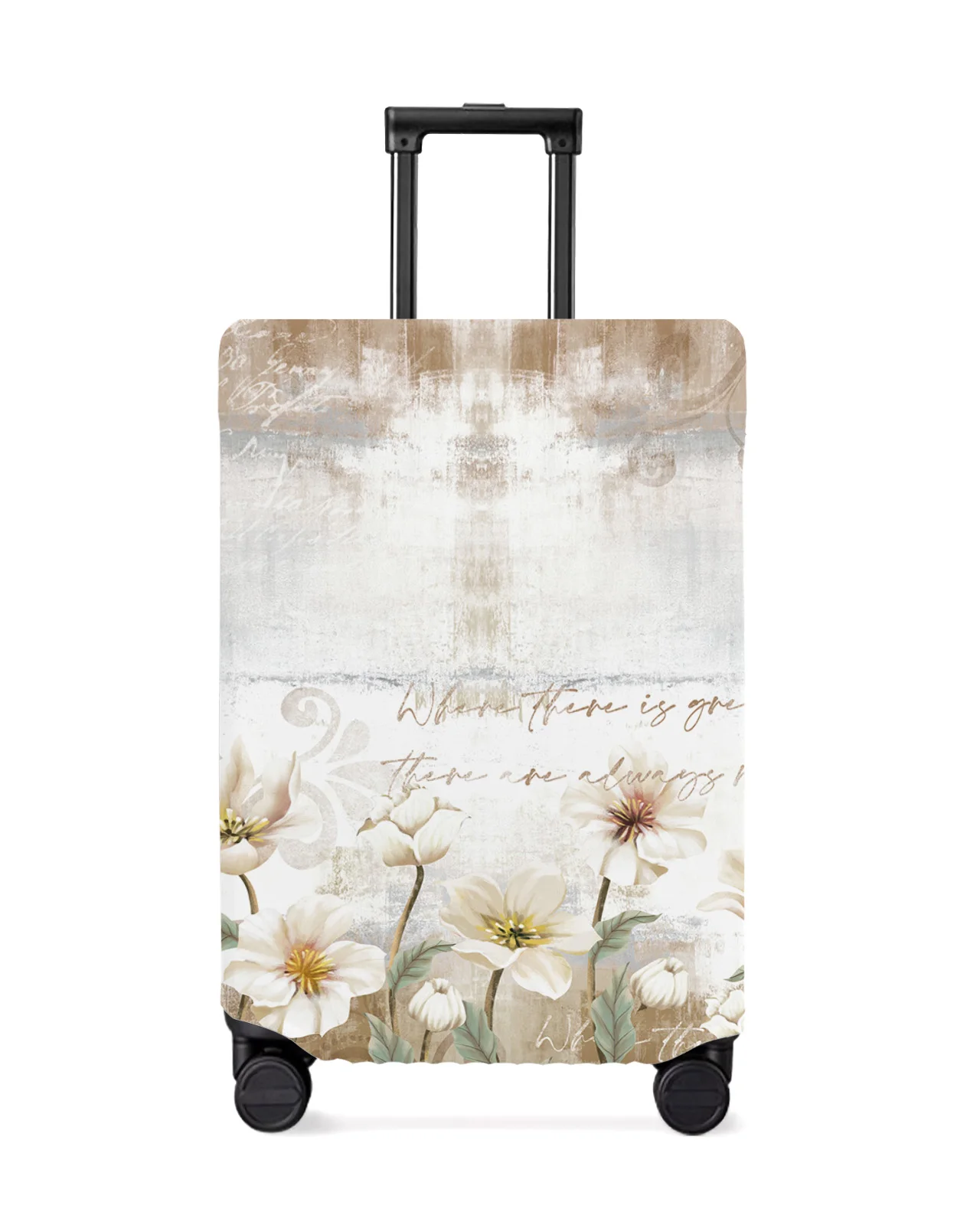 Rustic Vintage Tulips Flowers Luggage Cover Stretch Suitcase Protector Baggage Dust Cover for 18-32 Inch Travel Suitcase Case