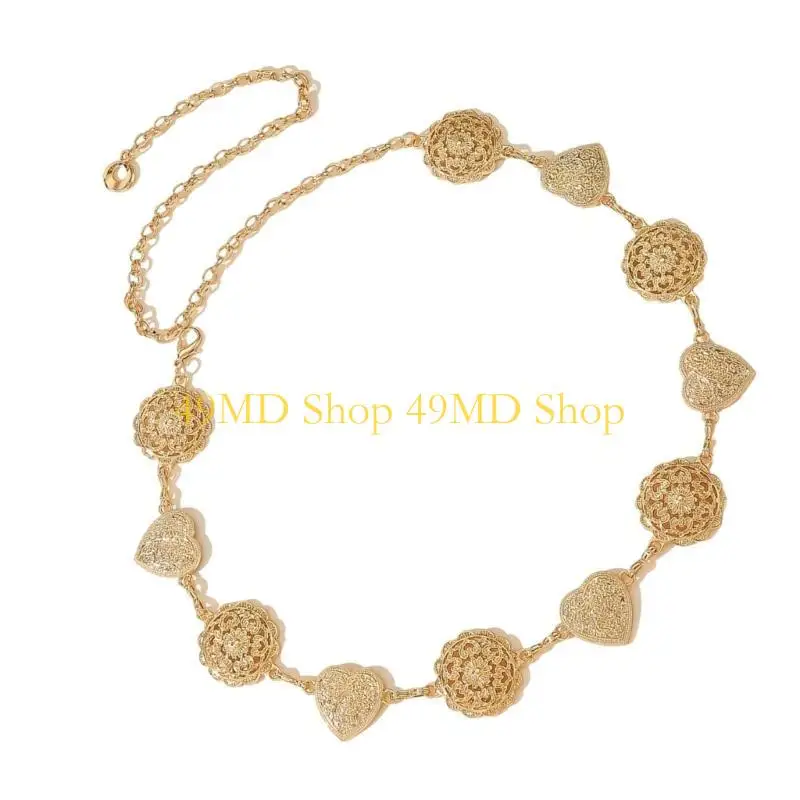 49MD Trendy Waist Chain Cowboy Waist Chain Belly Chain for Dress Elaborate Charm
