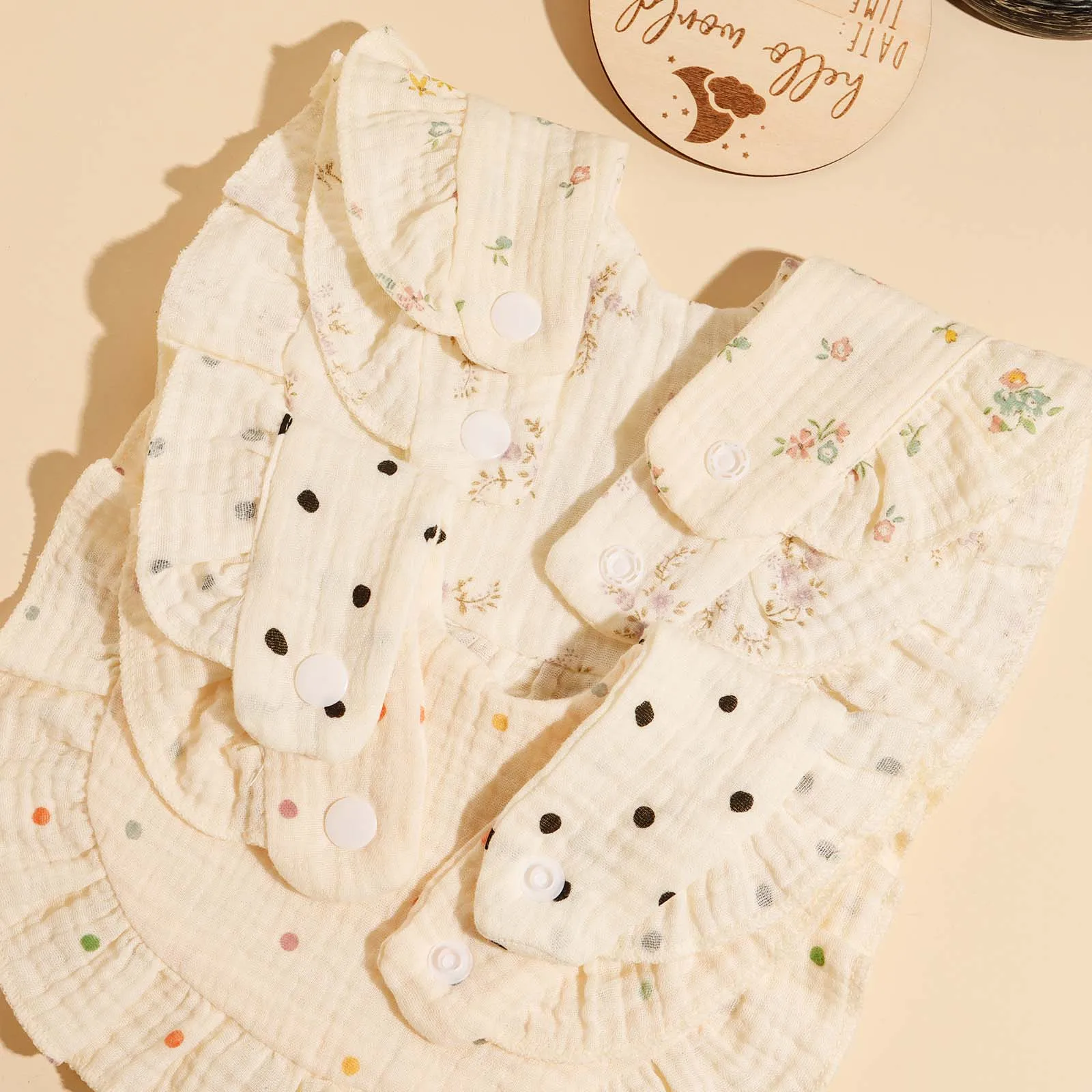 3 stücke Baby Nette Rüschen Rand Speichel Handtuch Kinder Fütterung Anti Schmutzige Lätzchen Infant Spucktuch Neugeborenen Mode Geschenk Set zubehör – Detail 6