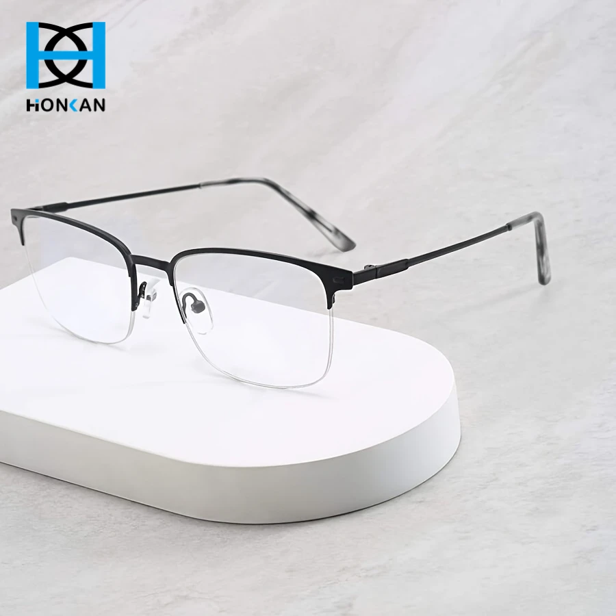 

Half Frame Square Eyeglasses Metal Frames Eyeglasses Computer Glasses Women Classic Transparent Plain Glasses Spectacle for Men