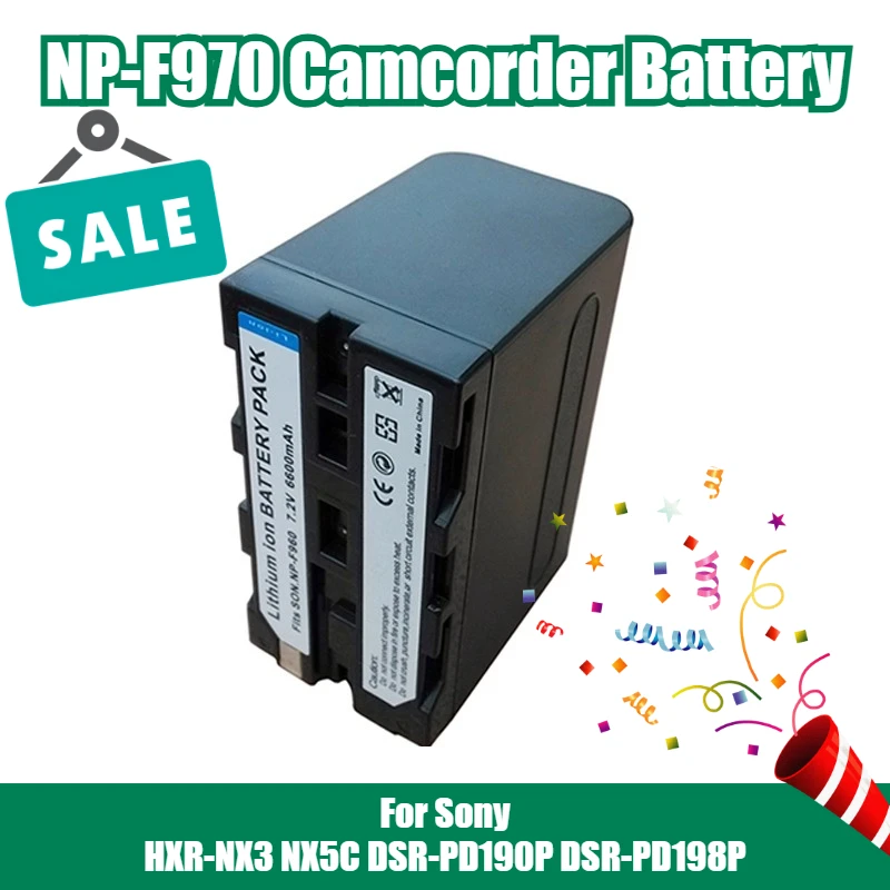 

7.2V 6600mAh NP-F970 Camcorder Battery,for Sony HXR-NX3 NX5C DSR-PD190P DSR-PD198P