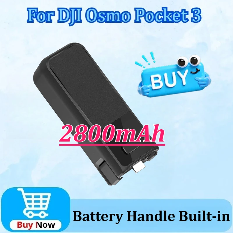 

For DJI Osmo Pocket 3 Battery Handle Built-in 2800mAh Battery in Stock Grip Continuity Gimbal Accessories High-Capacity Battery