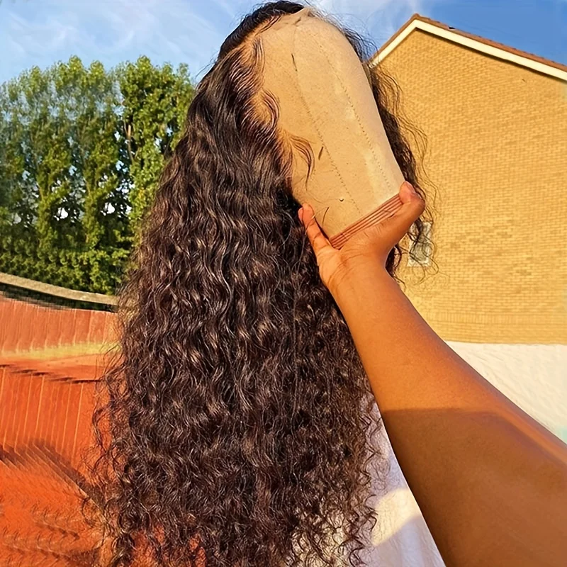 

13*6 Lace Frontal Wig 200% Density Deep Wave Human Hair Wig Brazilian Glueless Curly Wigs Human Hair For Women Pre Plucked Wet