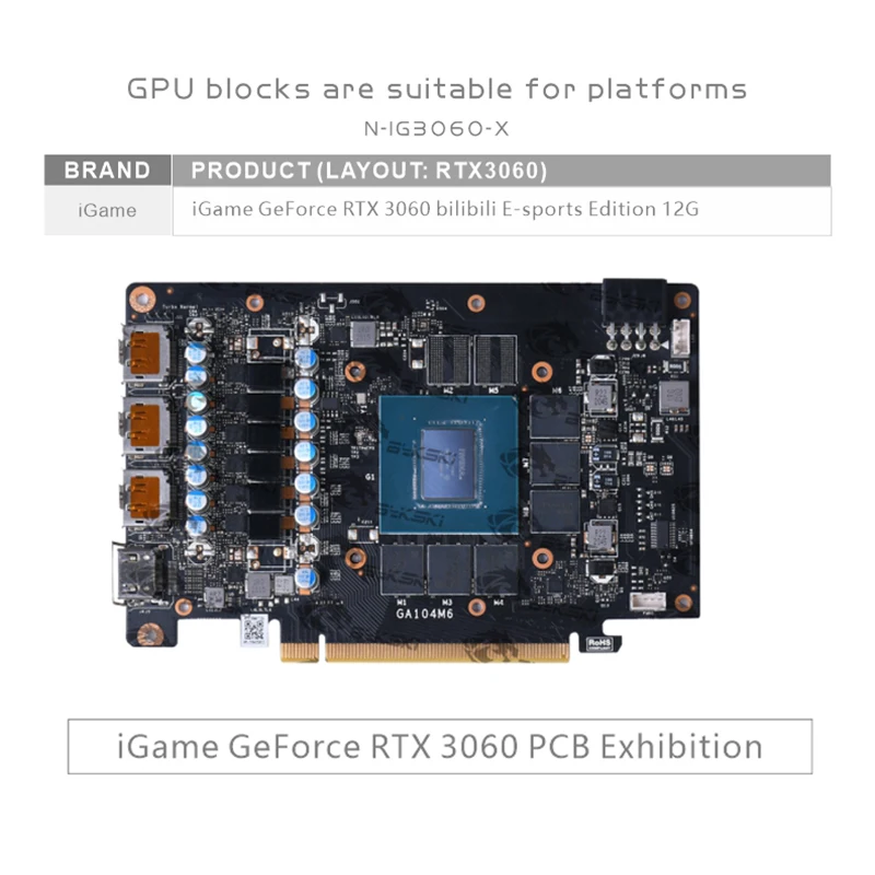 

Bykski GPU Water Block For Colorful RTX 3060 Bilibili E-Sports Edition, Custom Graphics Card Water Cooling With Backplate
