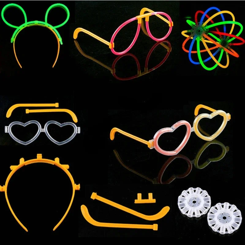 2024 New Party Glow Stick Accessories Connectors Headband Glasses Butterfly Bracelets Necklaces Neon Party Fluorescent Colors