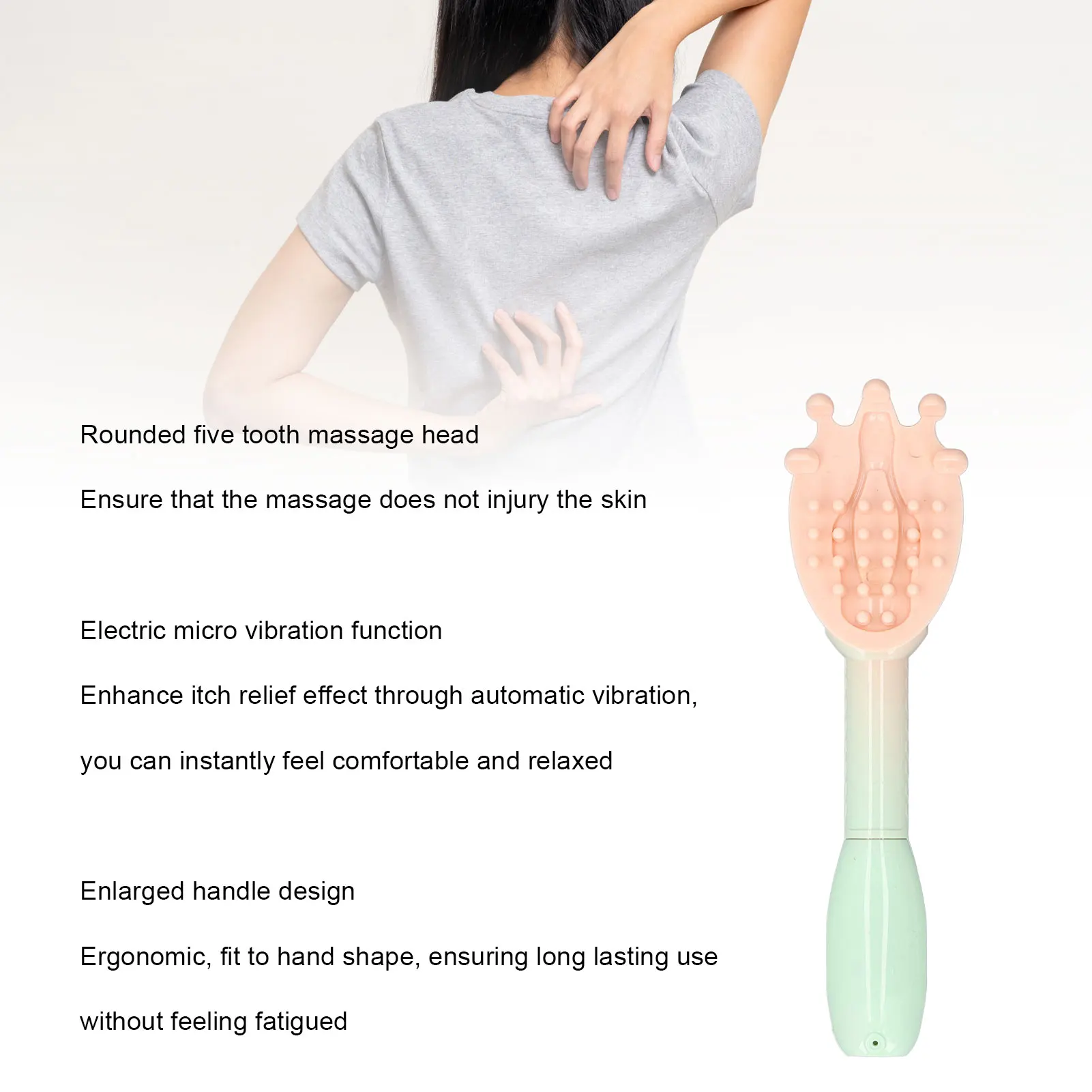 Electric Back Scratcher 45cm Extendable Effective Itch Relief Back Body Scratch Massage Tool for Home Travel Back Scratch Tool