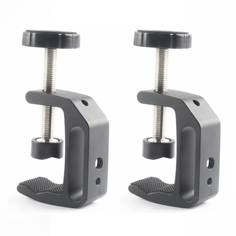 Universal C-Clamp For Desktop Mount Tables Desk Clamp Aluminum Support Small C Clamp 2 Pack Easy Install Easy To Use