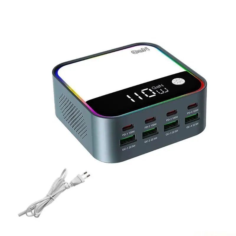 E56B PD100W Type C & 22.5W USB Charging Holder Base 8 Devices Simultaneous Charging