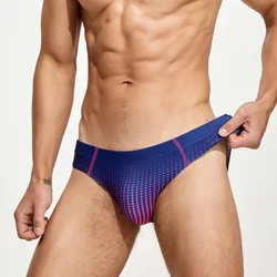 SEOBEAN NEW MENS SWIM BRIEFS TRUNKS GRADIENT COLOR SWIM BIKINI