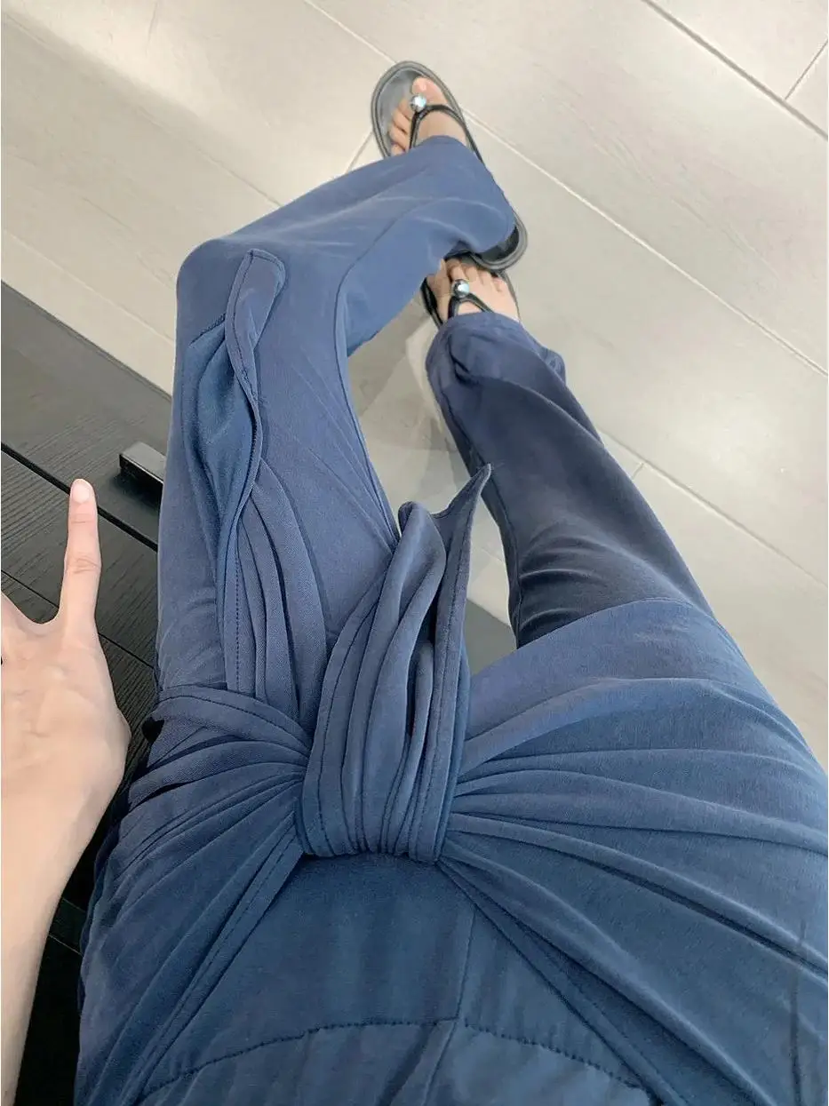 Pantalones de Yoga acampanados de cintura alta extendidos para mujeres más altas de 75cm con lazo en la cintura, pantalones informales adelgazantes hasta el suelo