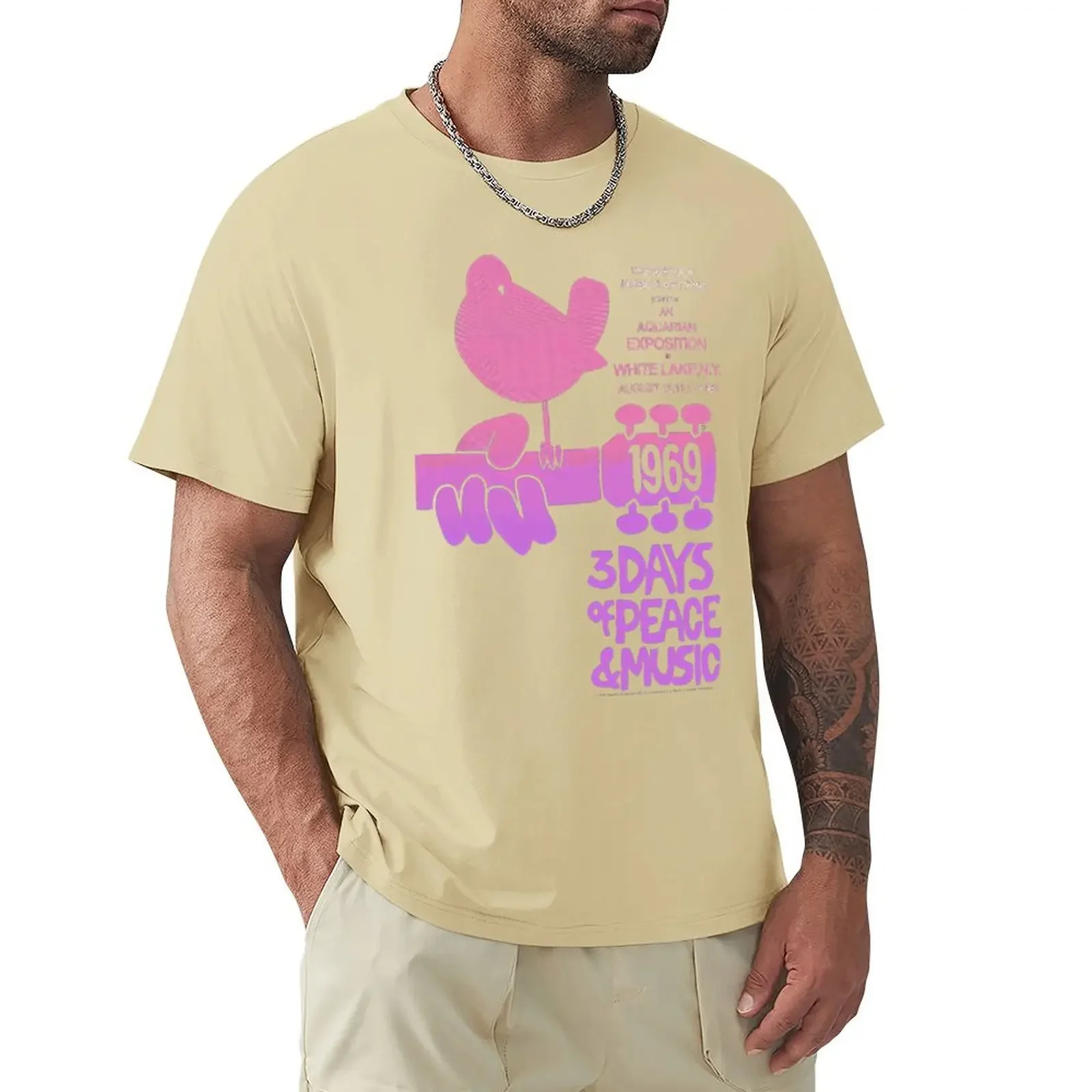 Woodstock - Pink Aquarian Shirt Short Sleeved TShirt Fashion Cotton T-shirt Tee Shirts Tops