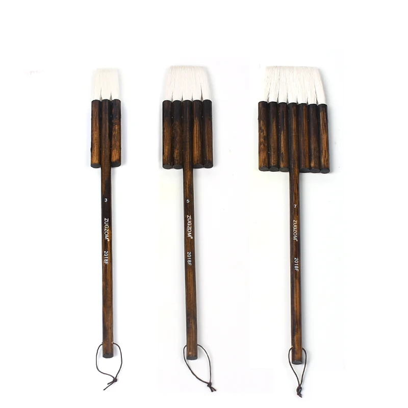 3pcs Great Quality Flat Goat Hair Watercolor Bamboo Painting Brushes