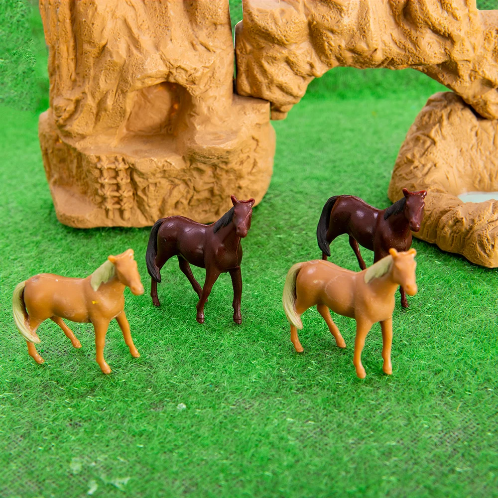 Scale 1:64 Miniature Horse ABS Animals Model For Making Farm Sand Table Building Scene Layout Diorama Kits 4Pcs/Lot