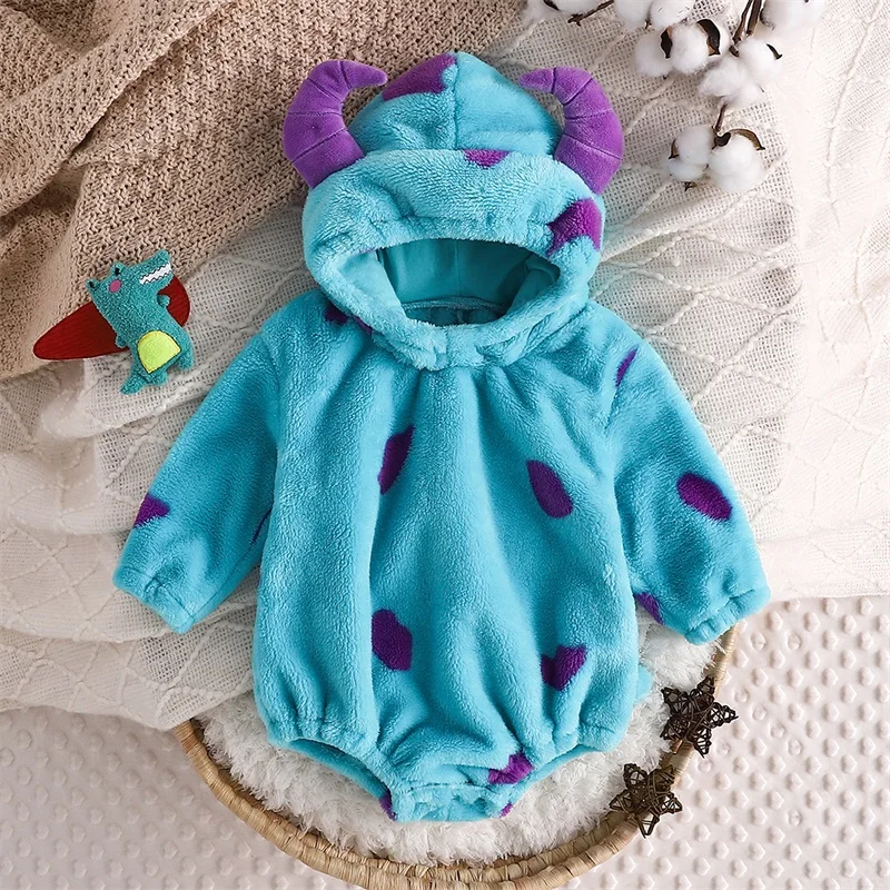 Halloween Infant Baby Boys Girls Animal Costume Flannel Rabbit Costume Role Play Hooded Long Sleeve Pajamas Rompers Jumpsuits