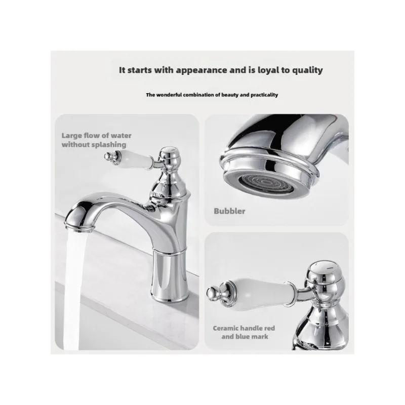 French all-copper retro washbasin faucet toilet bathroom cabinet under the counter basin sink hot and cold splash faucet