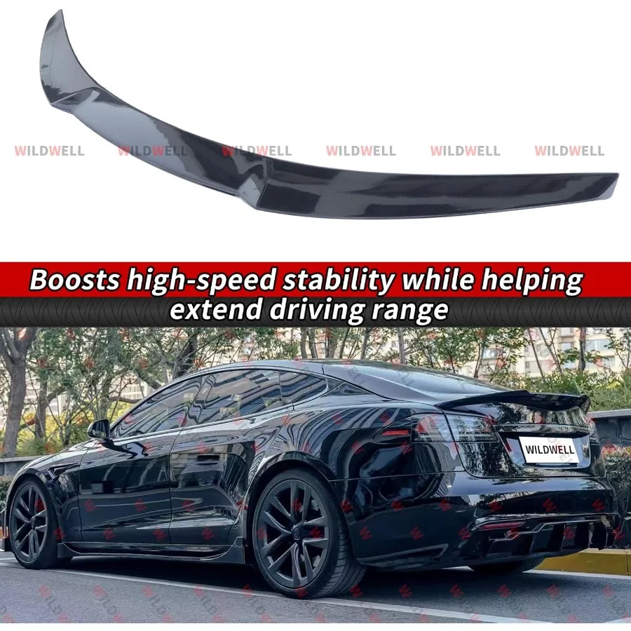 سبويلر خلفي متوافق مع 20122025 Tesla Model S Spoiler Wing Model S ملحقات شفة صندوق السيارة باللون الأسود اللامع