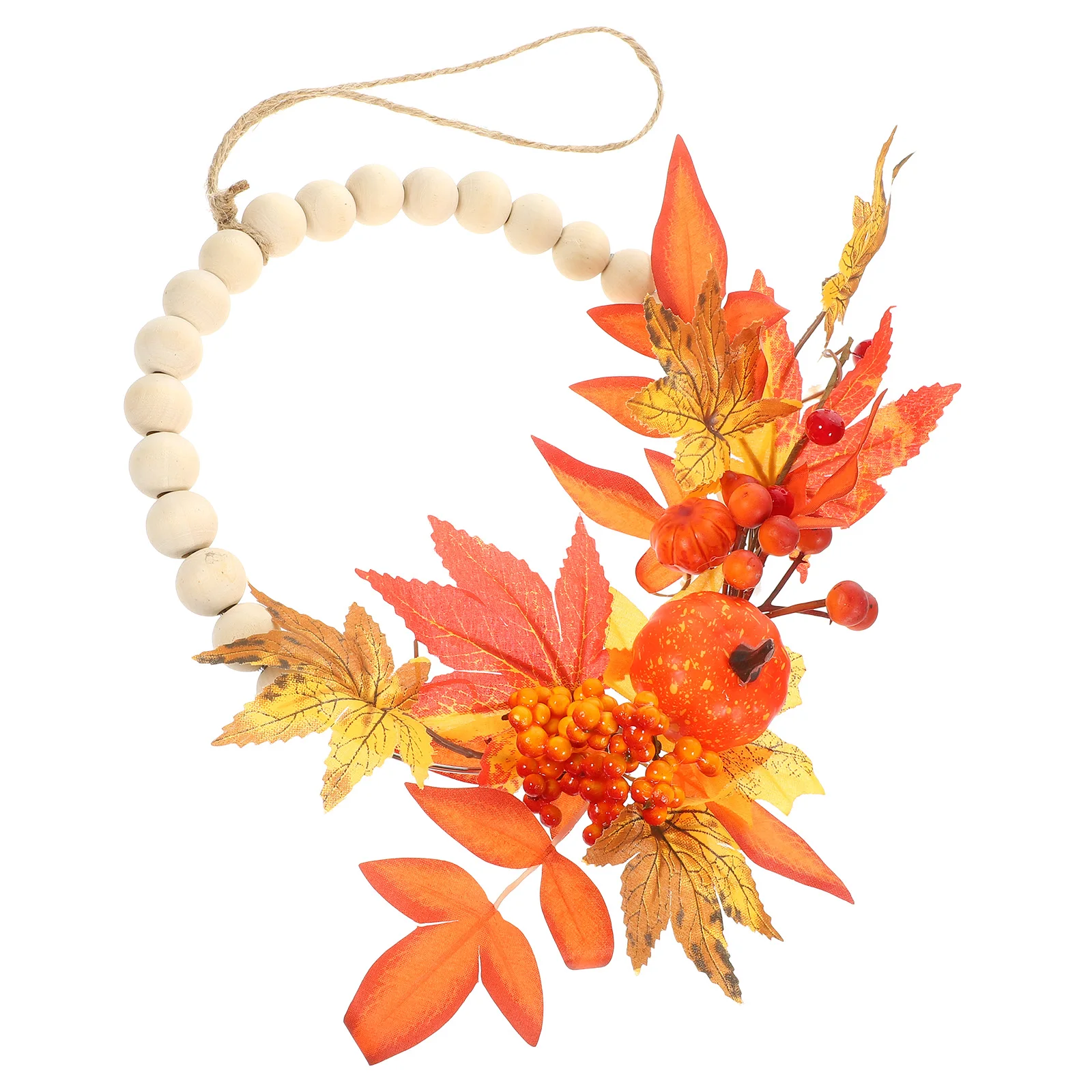 

Artificial Autumn Pumpkin Maple Leaf Wreath Fall Harvest Hanging Decoration Thanksgiving Front Door Rustic Wreath