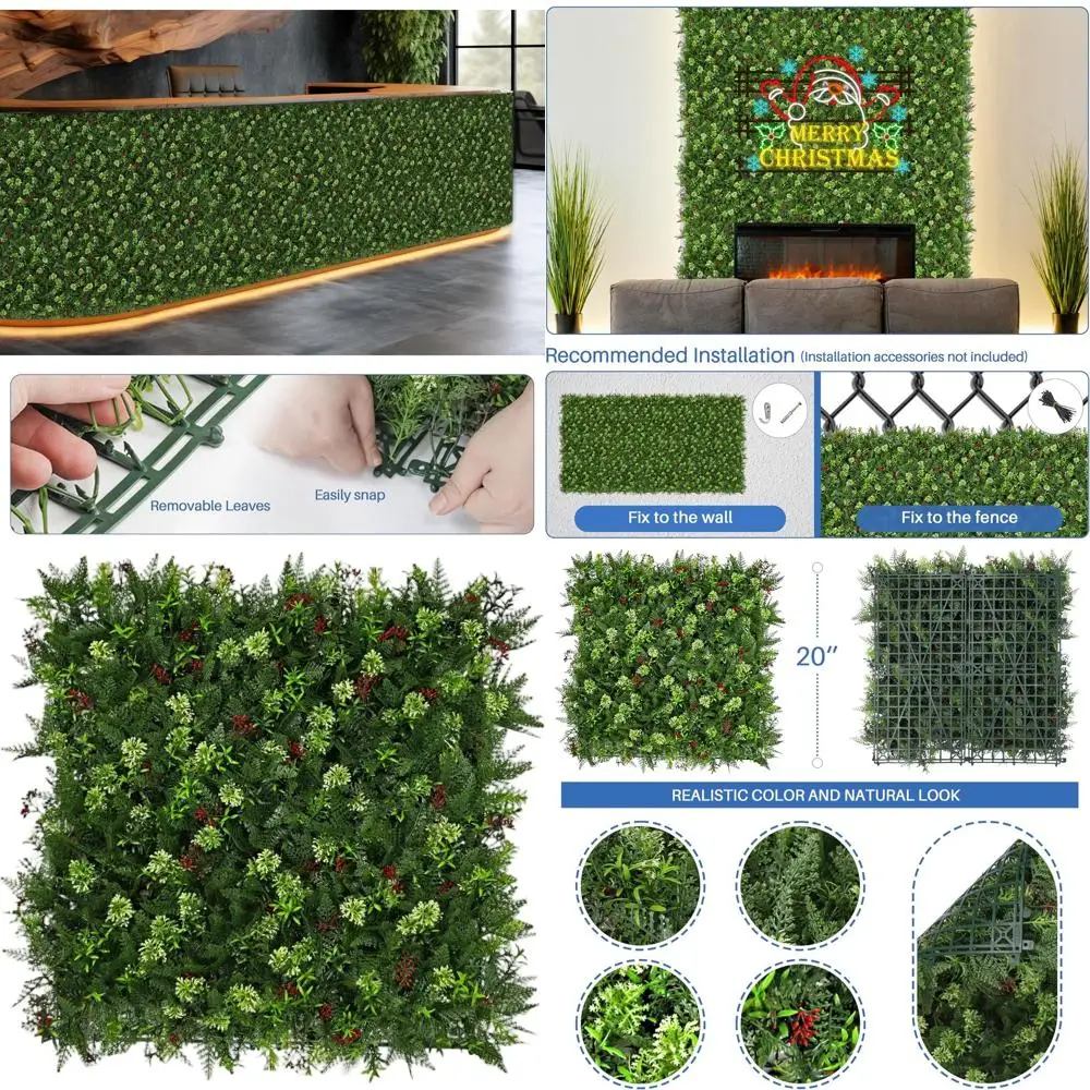 

Забор-экран для уединения 20x20 футов с искусственными панелями из боксуса, смешанные листья, набор из 9 штук для использования в помещении или на улице