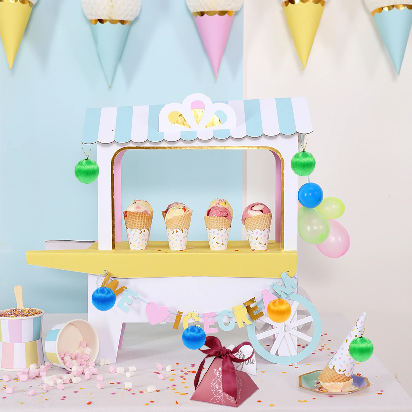 

4Packs Colorful Ball Ornament Round Decoration Festive Xmas Holiday Hanging Balls Wedding Party Supplies Plastic Pendant