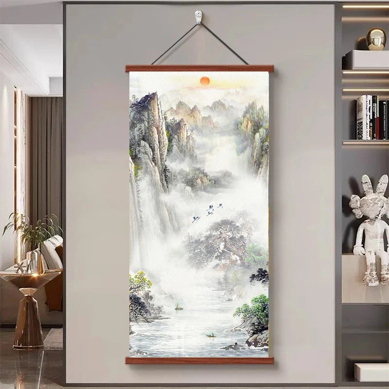 Traditional Chinese landscape painting used for hanging decorations in living rooms, entrances, offices, or corridors.