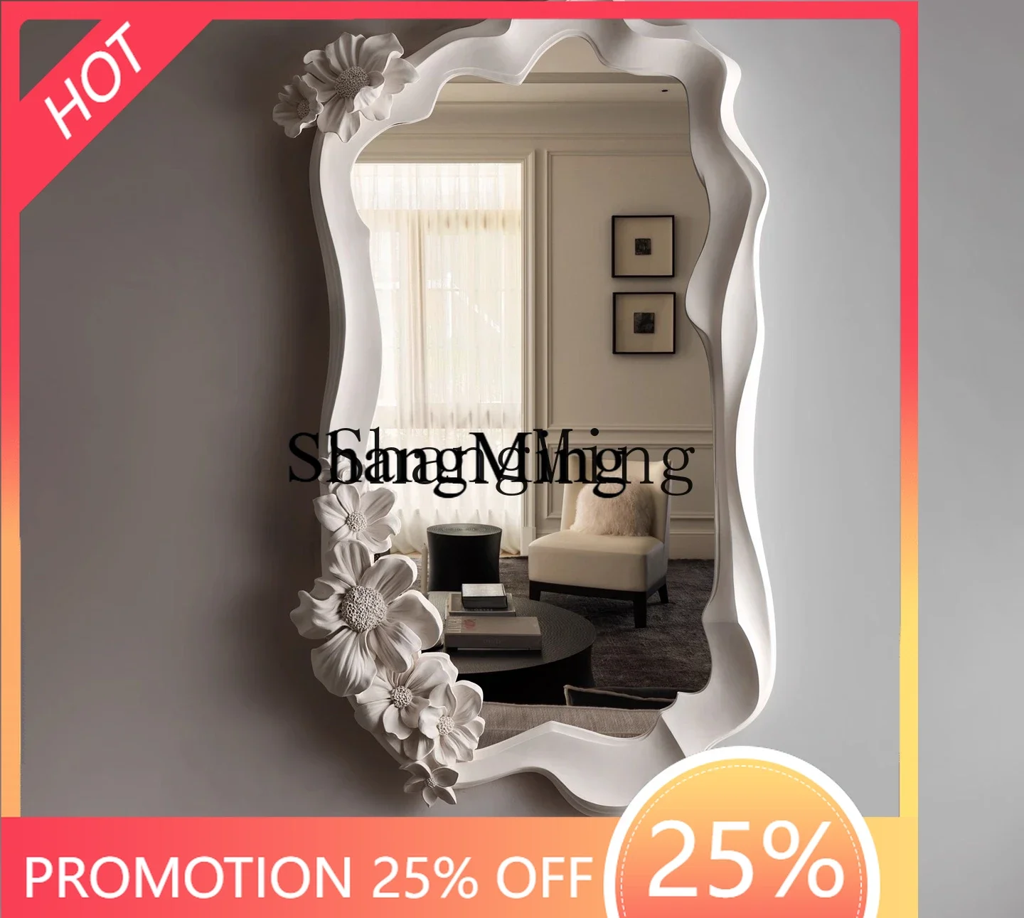 

FGgood-lookingretro full-length mirror high-end art carved wall-mounted mirror wedding dress clothing store fitting floor mirror