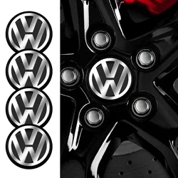 4pcs 56mm Car Wheel Center Hub Cap Badge Logo Emblem Sticker Decal For VW GTI Atlas Jetta Touareg Variant Golf Polo Taos Passat