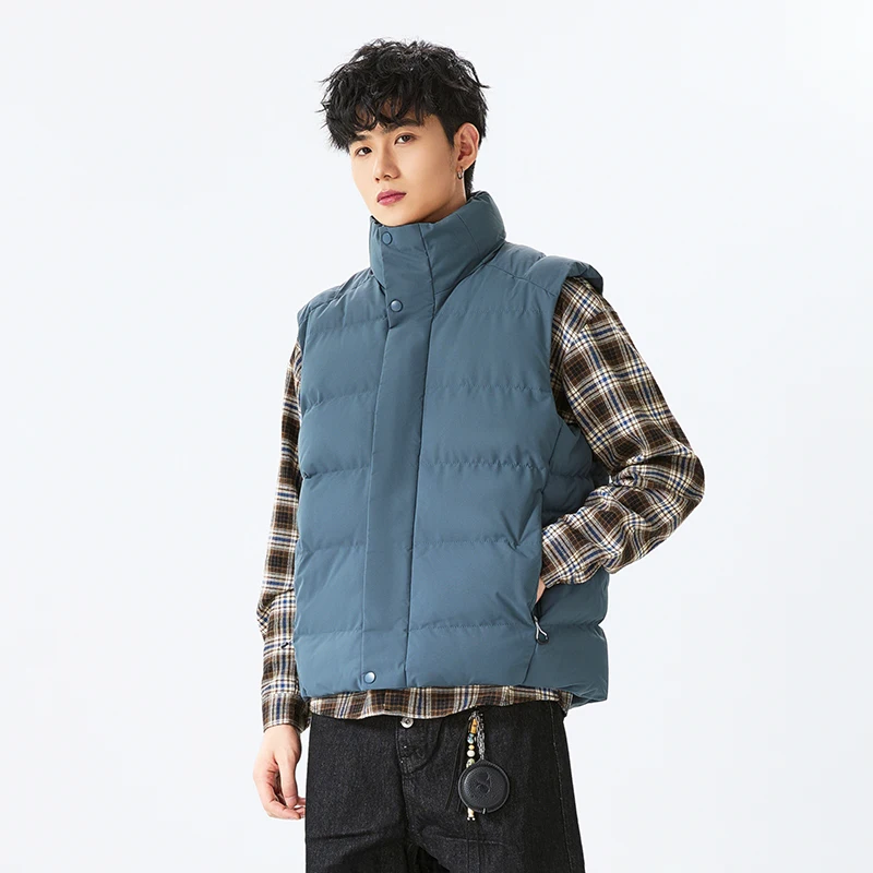 

Men's Stand Collar Cotton Vest Thiened Autumn Winter Sle Casual Simple Svel Trendy Warm Outerwear Jaet