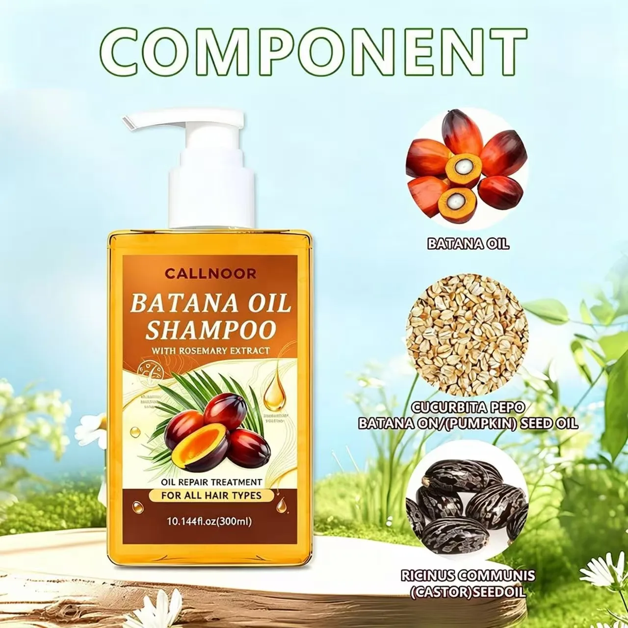 Batana Oil Shampoo With Rosemary Extract Repair Damaged Hair Nourish Scalp Improve Frizzy Split Ends Hair Care Shampoo 2