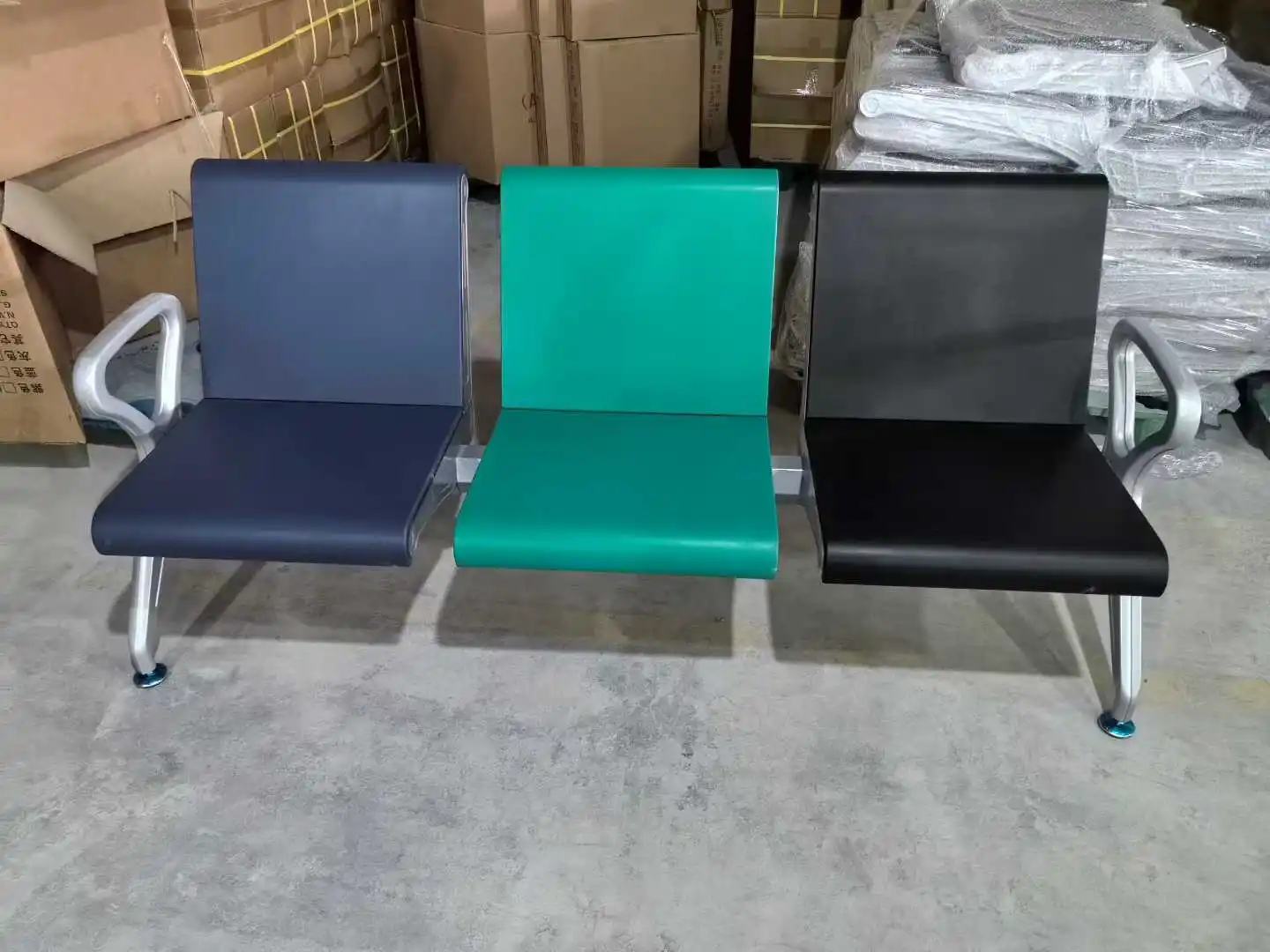 Durable Steel Waiting Bench 3/4/5 Seats for Airport, Hospital, Reception | Comfortable Public Seatingpromote sales