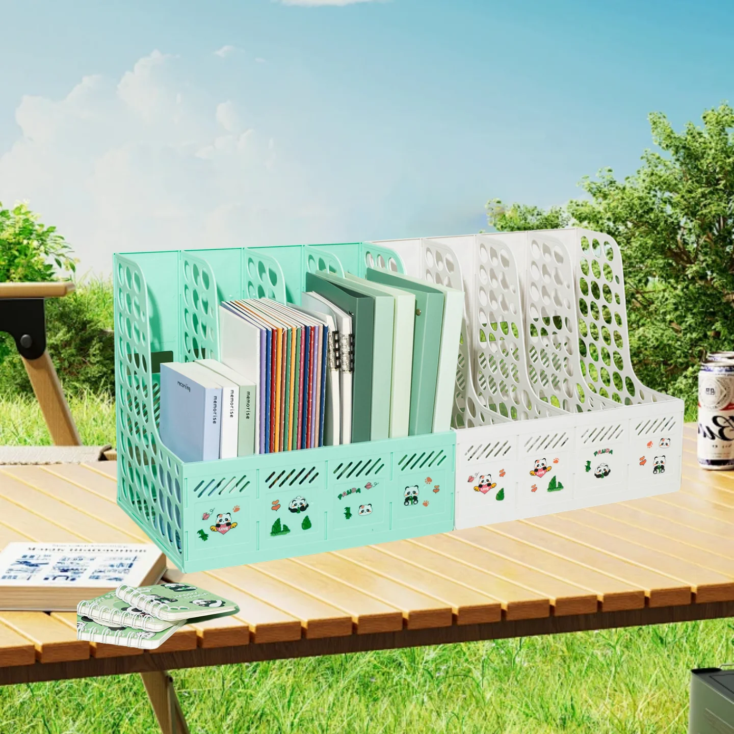 

Vertical File Rack Storage Bookshelf Simple Book Stand Pen with Tube Desktop Folder Office Supplies File Frame Basket Table Information Rack