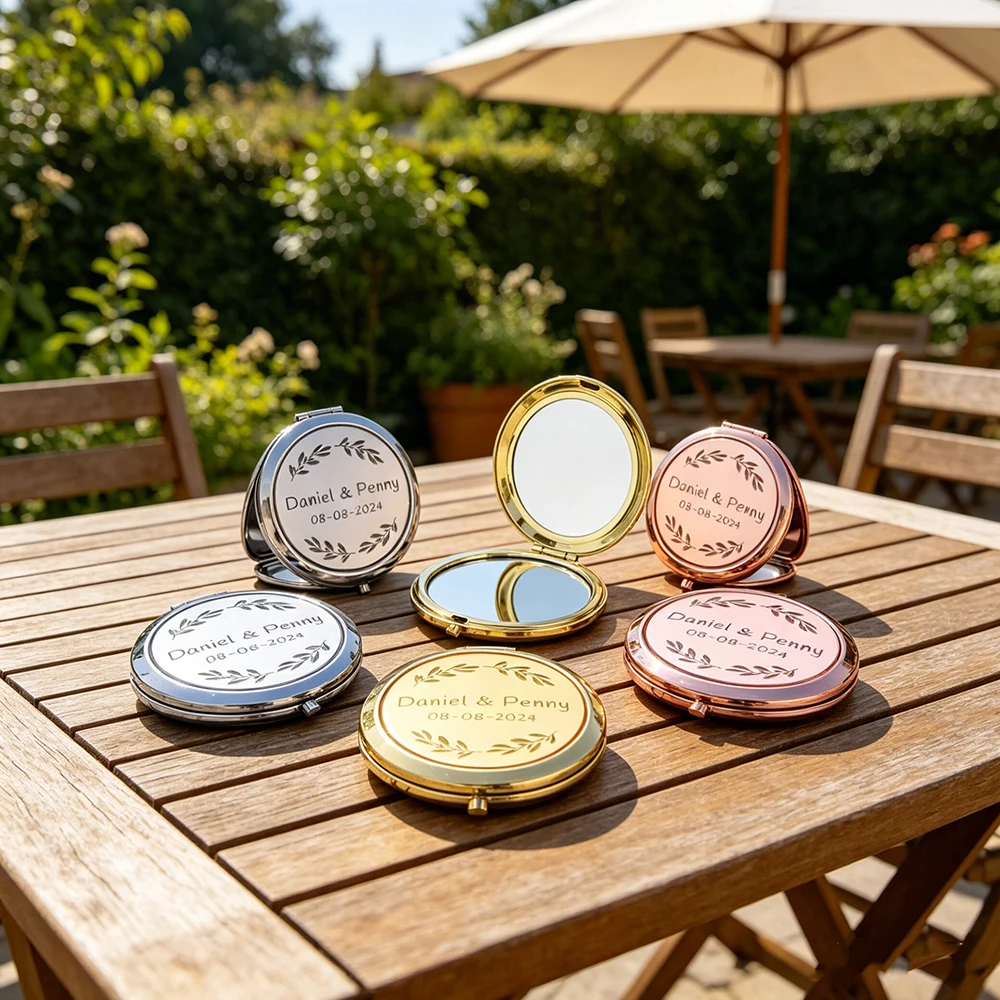 6/12/20Pcs Personalized Compact Mirror,Engraved Wedding Favors,Pocket Mirror Favors,Bridesmaid Proposal Gift,Quinceanera Gift