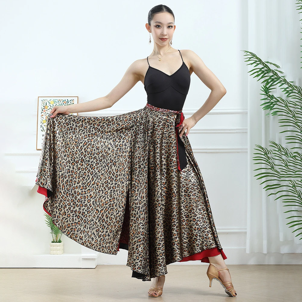 Bullfighting Dance Dance Professional Leopard Print All-Sided Cloak Big Skirt Women's Latin Competition Cape Samba Apron