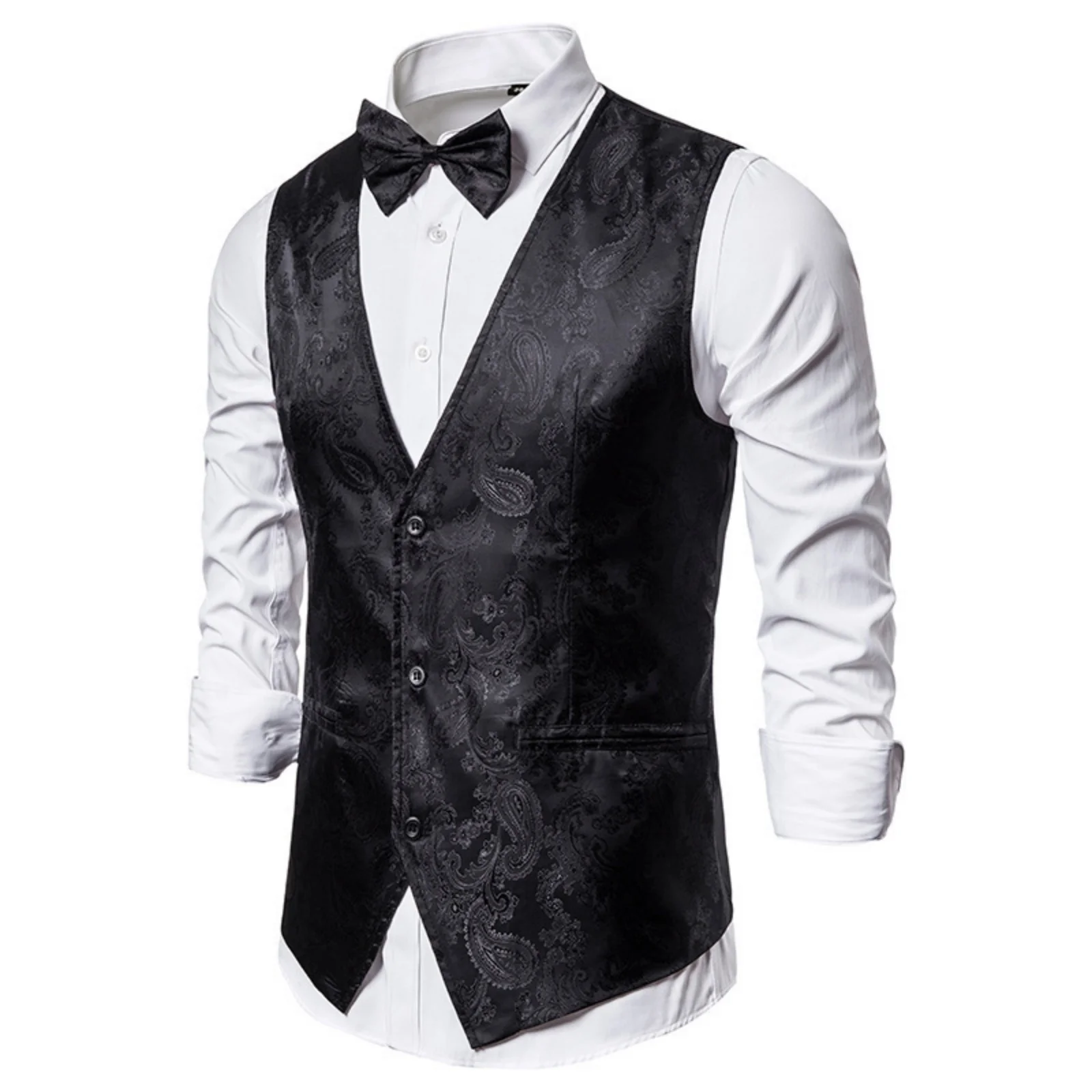 

AnnieBritney Jacquard Men Suit Vest for Men Slim Fit Casual Waistcoat for Men Traje De Hombre Elegante Vests Gilets Pour Hommes