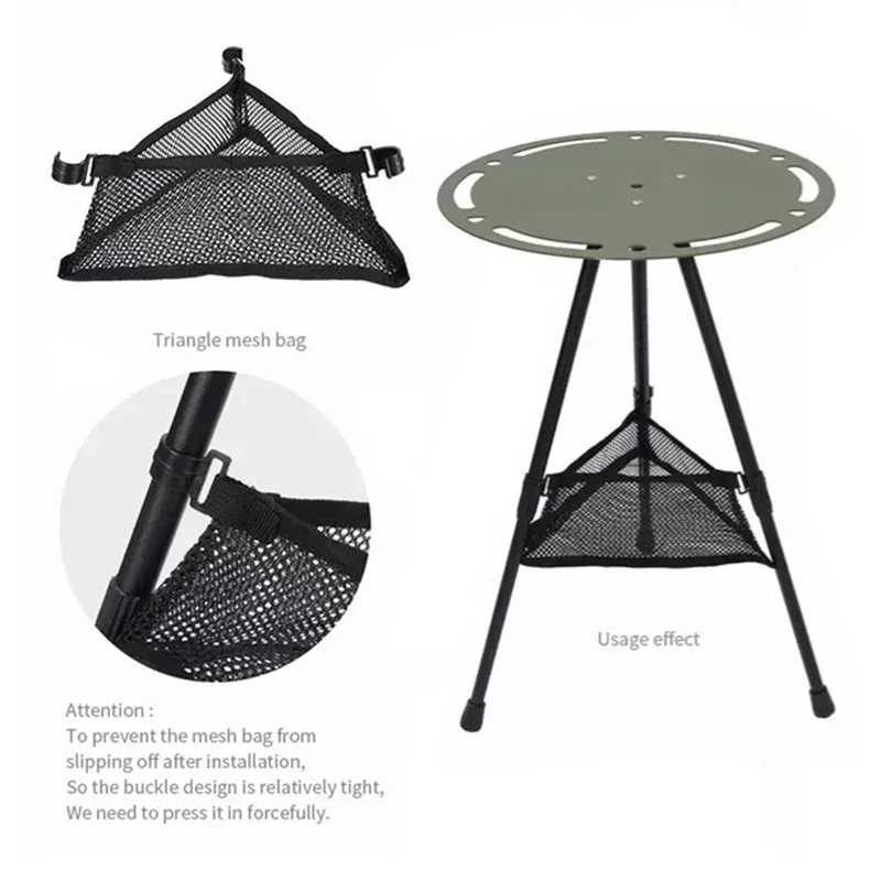 Outdoor Camping Round Table With Triangular Support Multi-functional Foldable Table Portable Field Fishing Gear