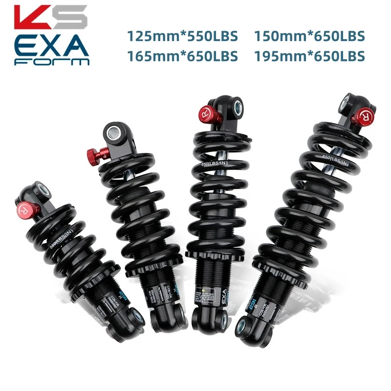 KS EXA Mountain Bike Rear Shock Absorber 125/150/165/190mm Adjustable Rebound Damping MTB Hydraulic Spring Shock Absorber