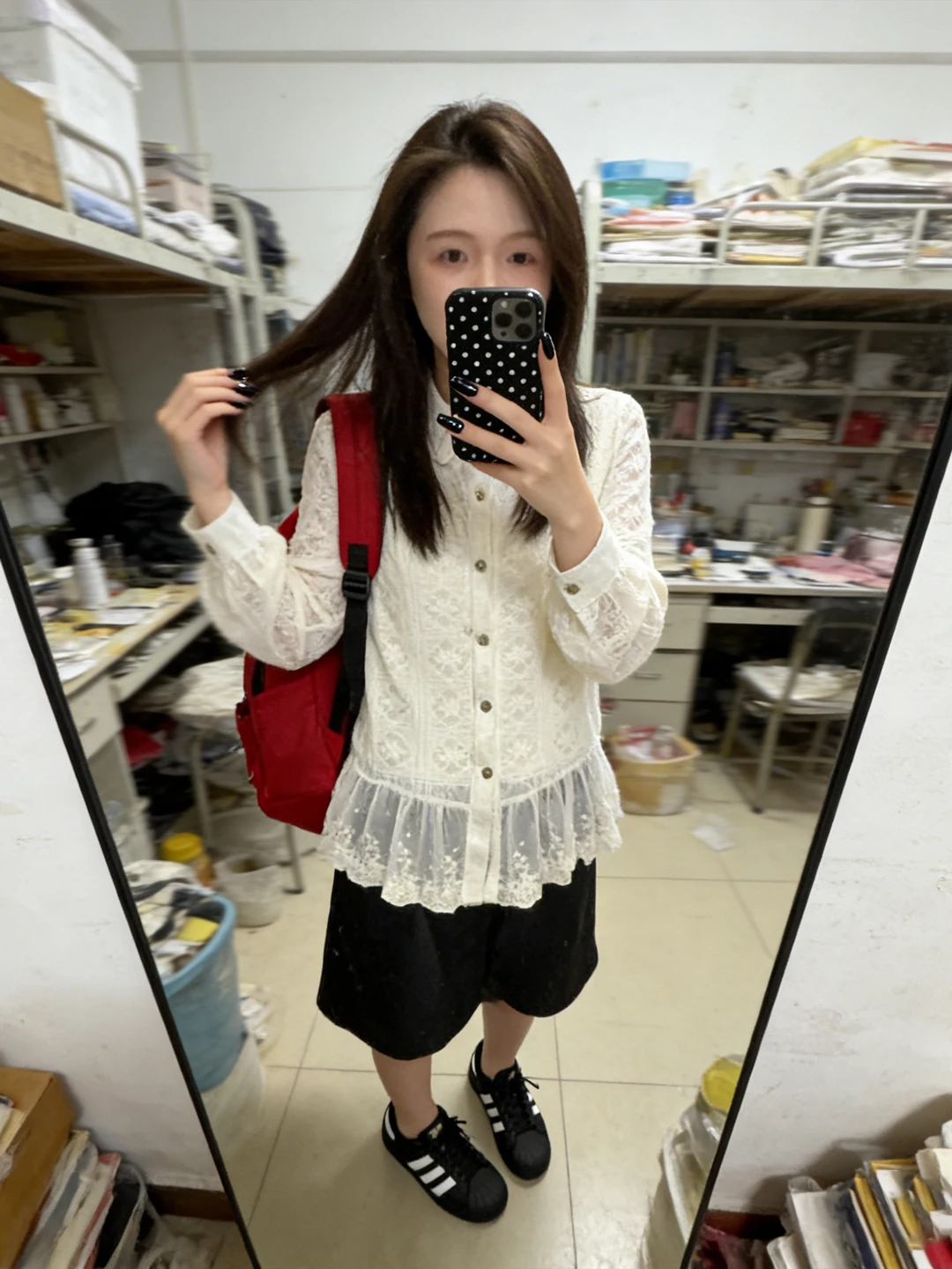 

French Style Long Sleeve Lace Patchwork Loose Women's Shirt Spring Summer Inner Wear Base Layer Top Floral Trim Hemline