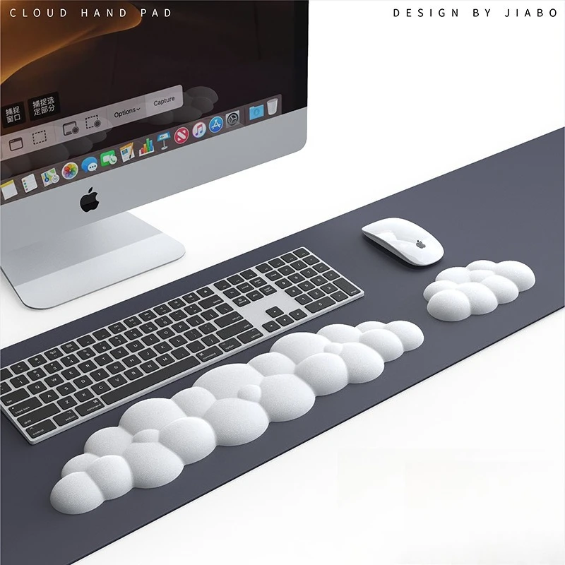 Cloud Shaped Keyboard Hand Rest Memory Cotton Silicone Leather Gaming Mouse Pad Ergonomic Design Wrist Pad Hand Rest