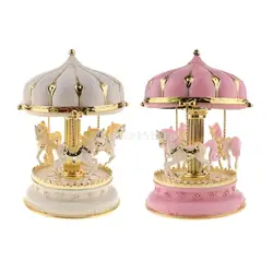 New Carousel Horse Music Box Resin Merry-go-round Musicical Box Home Desktop Decoration Kids Christmas Birthday Gift