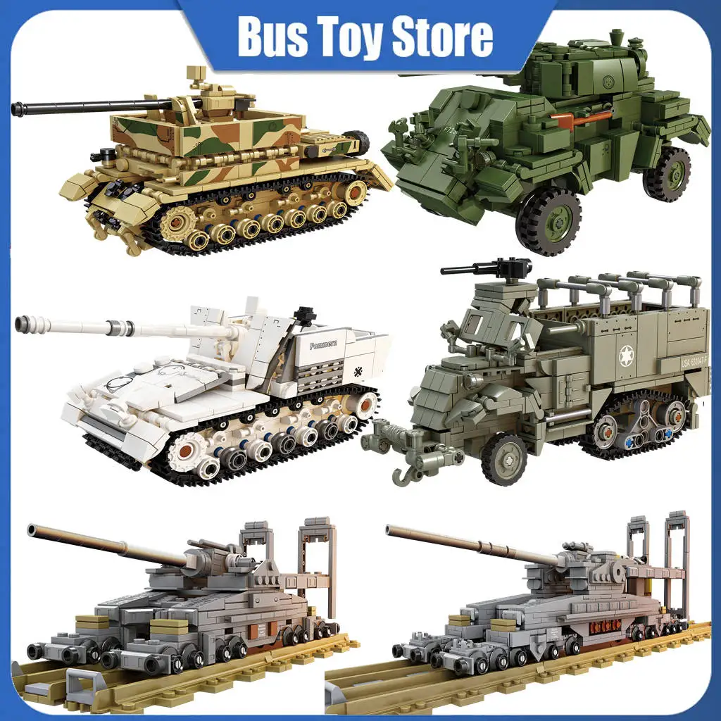 

WW2 Brick Germany Military Vehicle Batisbrick 80cm KE Railway Gun Dora Building Block World War Construction Toy Collection