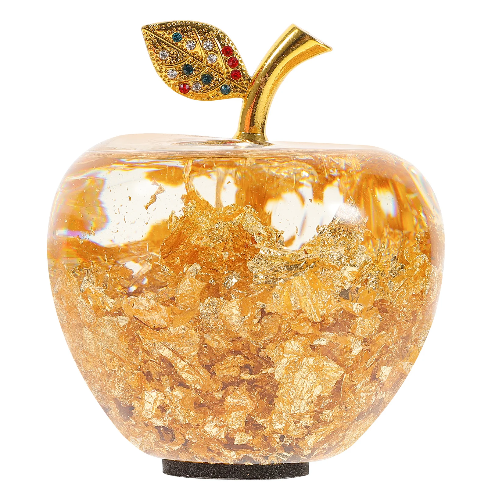 1Pcs Gold Foil Apple Crystal Ornament for Bedside Table Car Decor Holiday Party Birthday Gift Idea Crystal Decor
