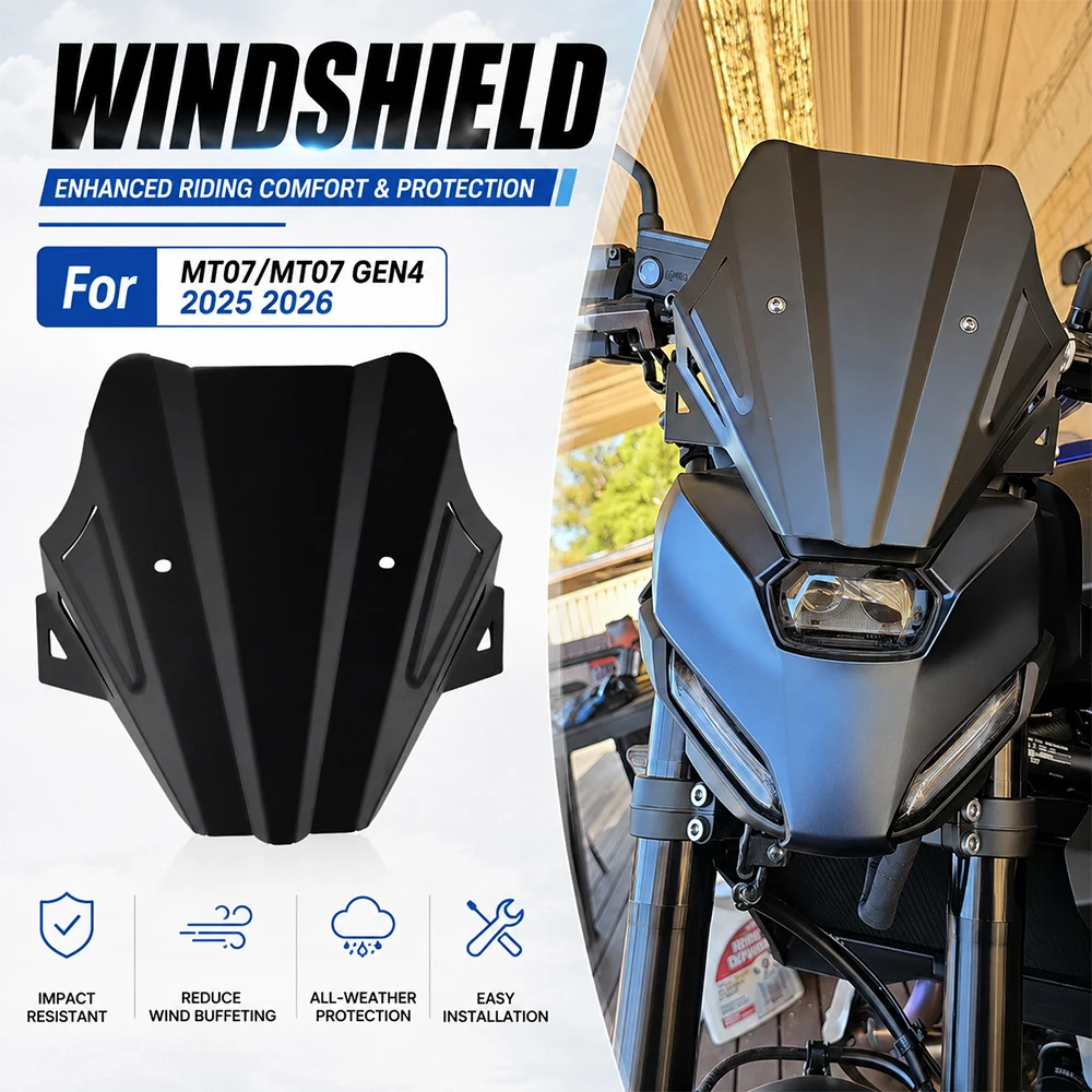 Sport Windscreen Visor Deflector Modified Replacement Windshield For Yamaha MT07 MT 07 GEN4 Y-AMT 2025 2026 Motorcycle Parts