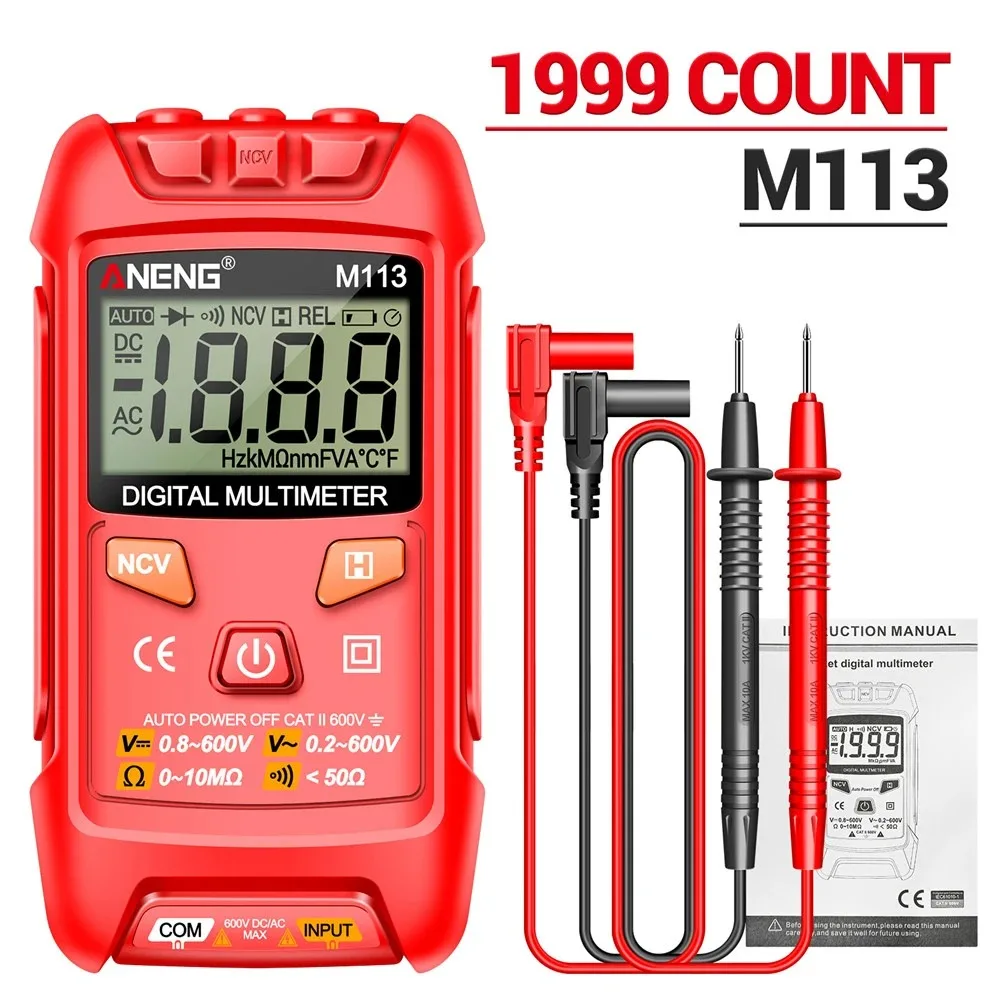 M113 Digital Multimeter AC/DC Voltage Meter 1999 Counts Multimetro  Multifunction  NCV Electricity Tools Measuring Instruments