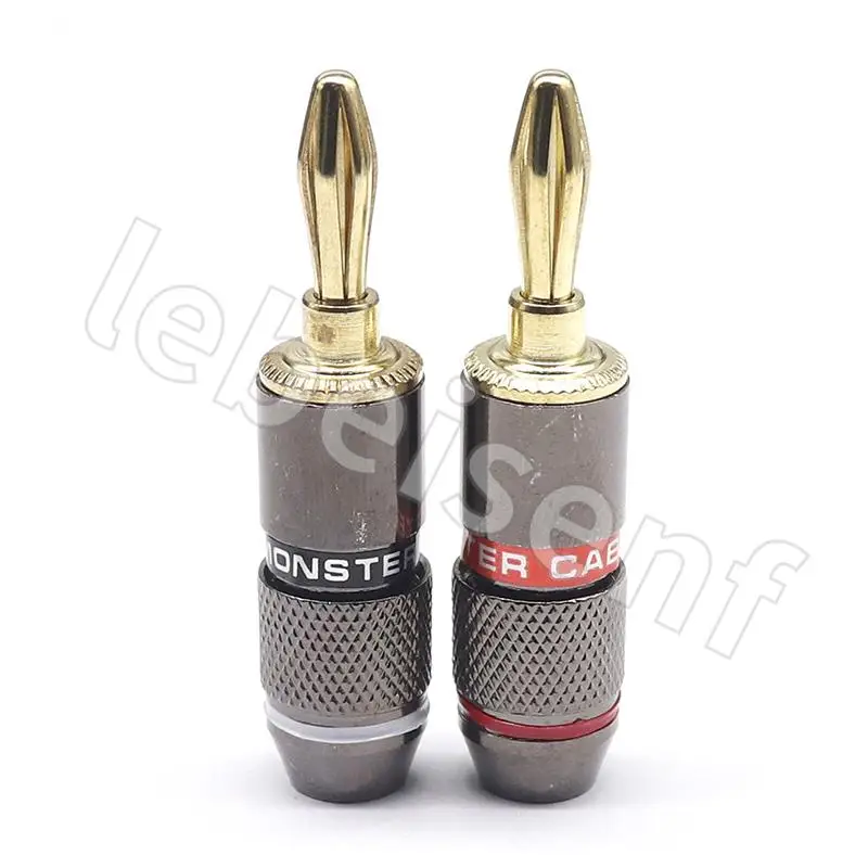 2pcs/1pairs Monster Banana Plug 24K Gold Plated Pure Copper Speaker Adapter Screw Speaker Plugs Audio Connectors