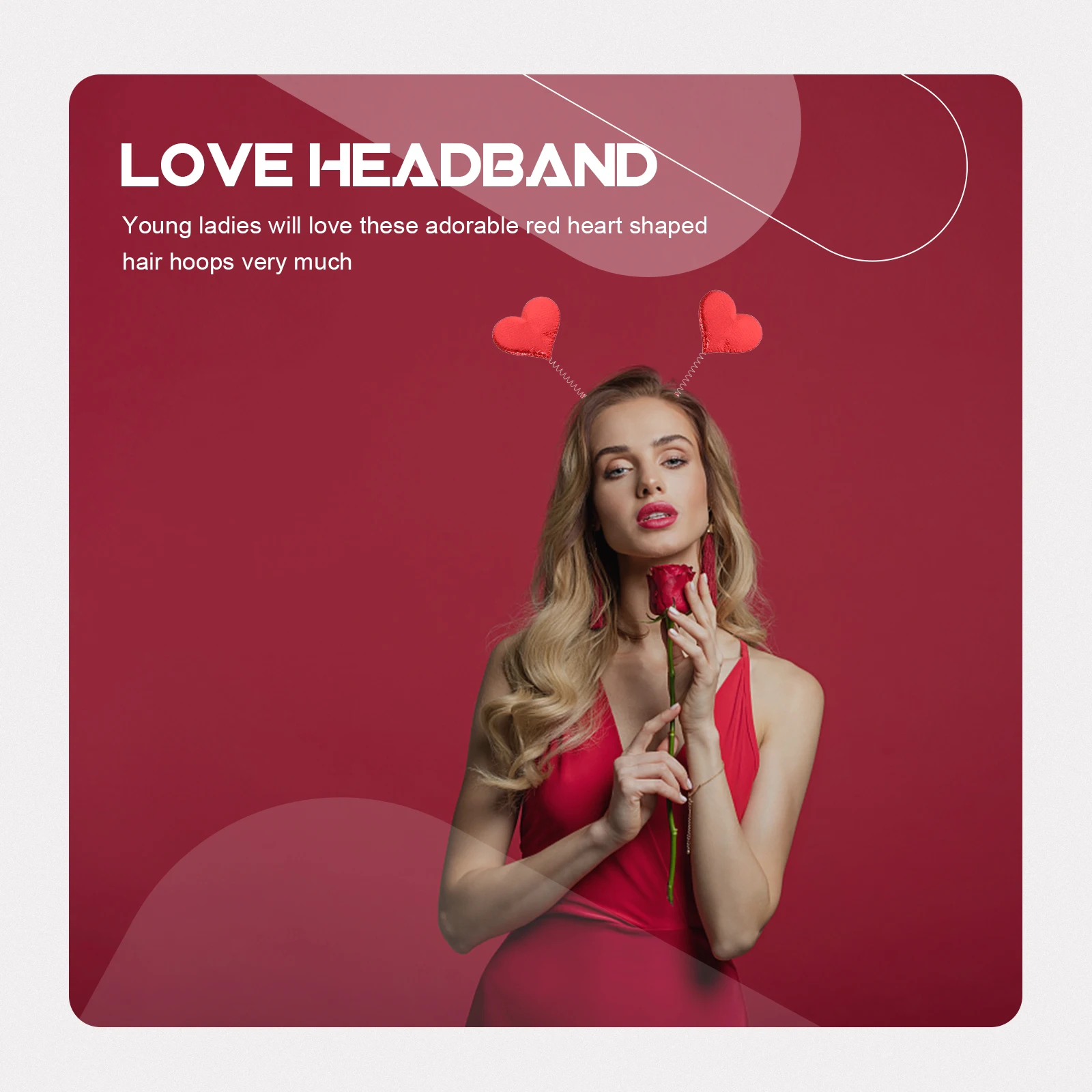 

4pcs Loving Heart Headband Valentine's Day Hairbands Resin Decorative Non-Slip Party Headwear for Women Durable Comfortable Fit