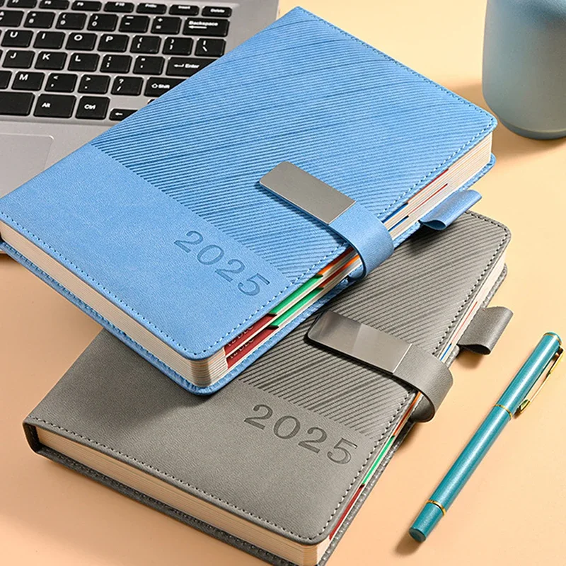 2025 Daily Planners A5 Schedule Notebooks with index Leather Cover 365 Days Calendar Journal School Office Supplies Agenda